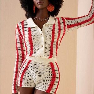 Red and White Crochet Set